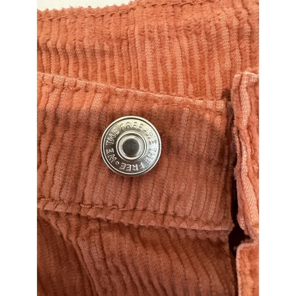 Free People Womens Sz 0/4 Corduroy Mini‎ Skirt Orange70s Retro Cottagecore Indie